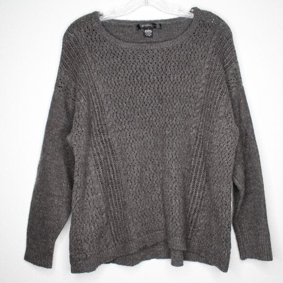 89th & Madison Sweater Scoop Neck High Low 1x Gray - Picture 1 of 8